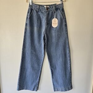 NEW Oraije Paris Elise Wide Leg Blue Denim Jeans Womens Size 6/28
